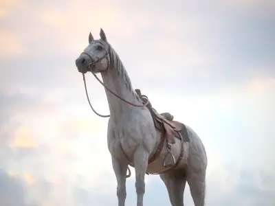 Real-Time Horse Animated and Integrated in Unreal Engine Low-poly 3D model