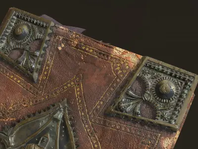 Ancient Leather-Bound Tome with Lock 3D model
