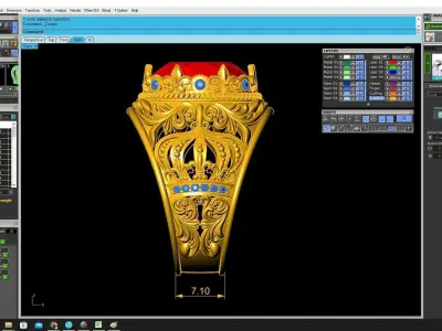 Luxury Vintage Red Gemstone Men Ring 3D Jewelry Model 3716 3D print model