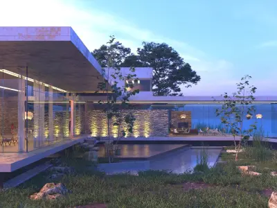 Super modern beach villa house 3ds max corona 3D model