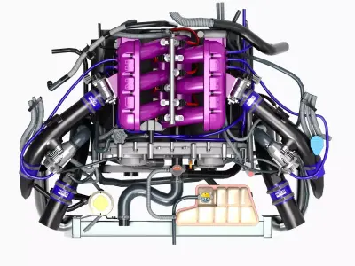HKS VR38DETT Engine Low-poly 3D model