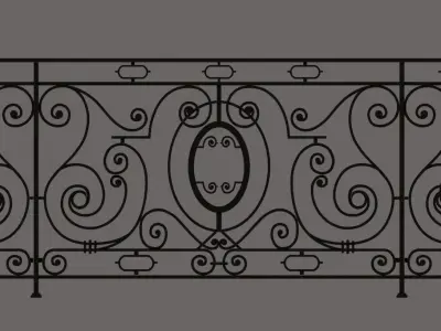 Iron balcony art vintage pattern exterior luxury home decoration 3D print model