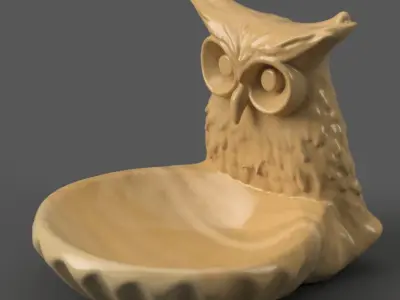 owl planter- vase- urn- candy dish- candle holder- sink 3D print model