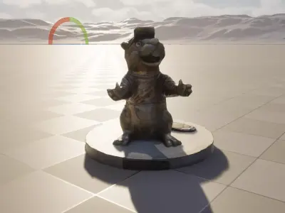 Beaver Statue Low-poly 3D model