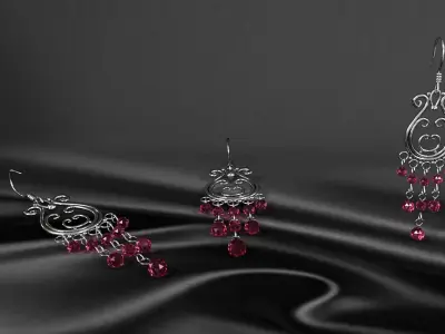 earrings 008 3D model purchase