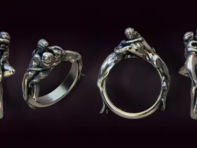 She and he are a womans ring 3D print model