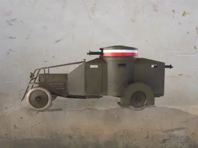 WWI Armored Car Lancia 1ZM 1916 Low-poly 3D model