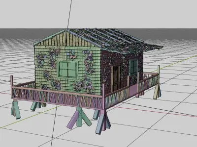 Realistic exterior wooden house model Free low-poly 3D model