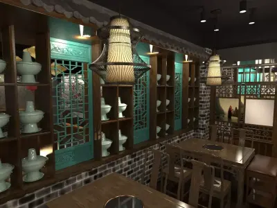 Chinese interior room design 3D model