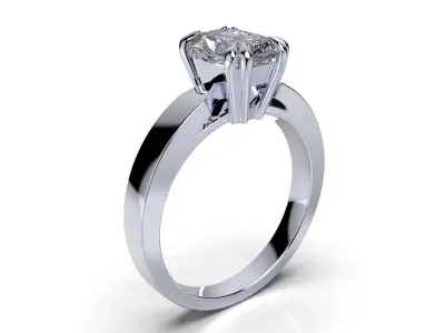 Diamond Radiant Shape Engagement Ring MEDIA Design-CC118 3D model