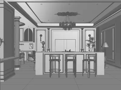 French style living room 3D model