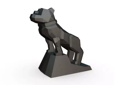 bulldog low poly statue 3D print model