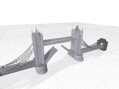Tower Bridge on Thames in London Low-poly 3D model