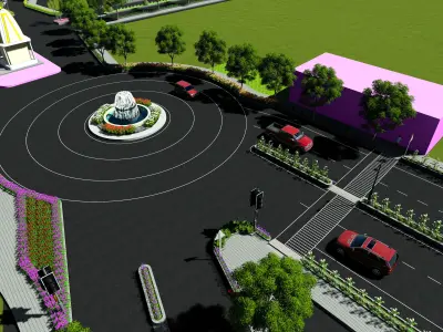 Road map Low-poly 3D model