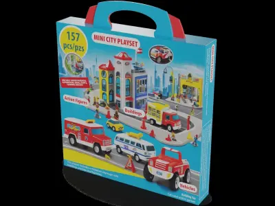 Cars and action games Playset Low-poly 3D model