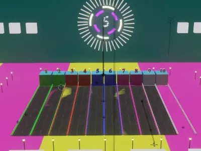 Car Racing  Race Ground  Number Learning One to Ten Cartoon 3D model