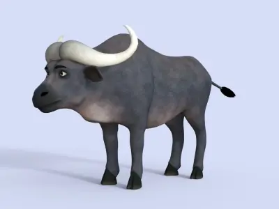 Cartoon Buffalo Rigged 3D model