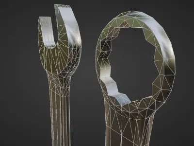 Flat wrench Low-poly 3D model