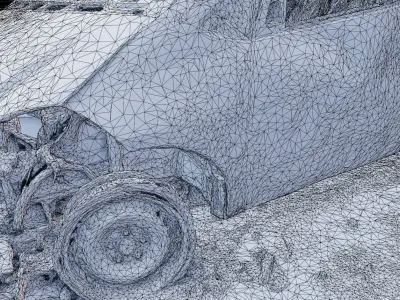PBR 8K Burned Destroyed car Scan abandoned 3D model