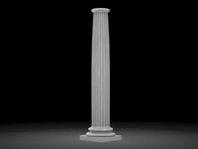 Fluted column Low-poly 3D model