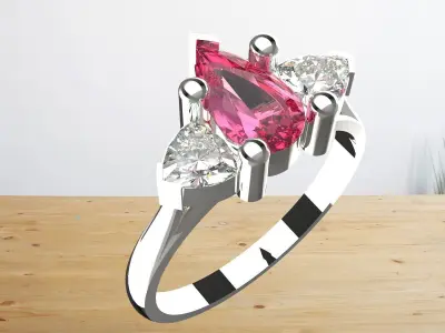 3 stone and sapphire beautful wedding lucxary  ring  3D print model