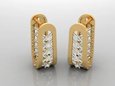 Earring E16  The luxury female earring with gems 3D print model