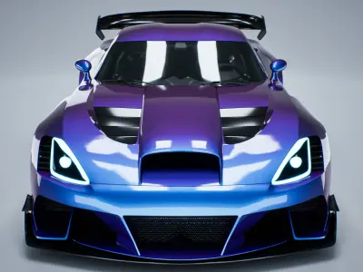 Dodge Viper SRT MONSTER Unreal Engine Ready Low Poly Model Low-poly 3D model