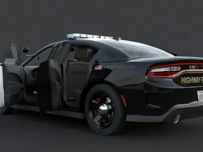 Police car Dodge Charger California highway patrol  Low-poly 3D model