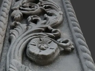 Ornate Architectural Panel 3D Scan Low-poly 3D model