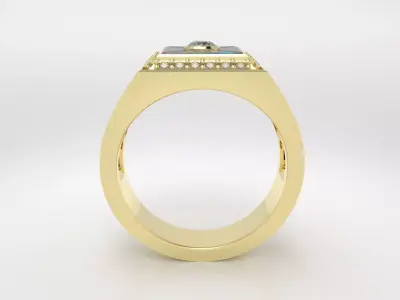 Luxury Men Square Signet Ring 3D Model - Filigree Detail 3D print model