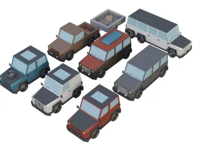 Low Poly Cars and Trucks - 33 in 1 Pack lowpoly Low-poly 3D model