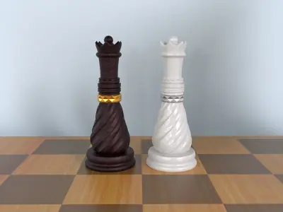 Queen 3D Luxury Chess Pieces 3D Print Model 3D print model