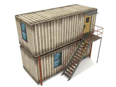 Cabin Containers - White Low-poly 3D model