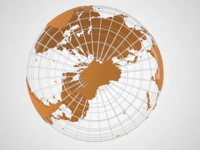 Globe News Skeleton Copper Color 3D model