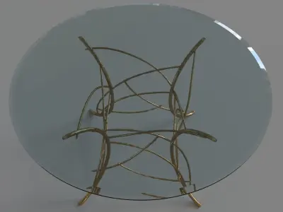 Amoret Glass Coffee Table Gold 3D model