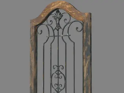 Deco 79 Rustic Arched Door-Inspired Wood And Metal Wall Decor 3D model