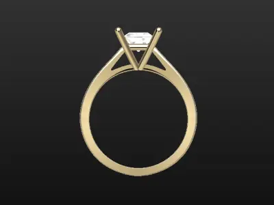 Solitaire engagement ring 1ct princess cut stone 3D print model