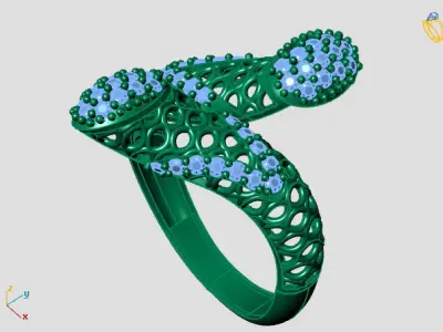 Two Head Women Ring 3DM Womens Ring 3d models 3D print model 3D print model 19