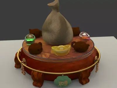 Chinese display stand with bag  3D model