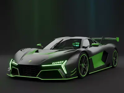 Hyper Aggressive Racing Supercar Low-poly 3D model