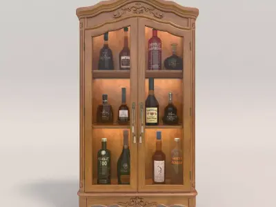 Classic European style Wine Cabinet 3 3D model