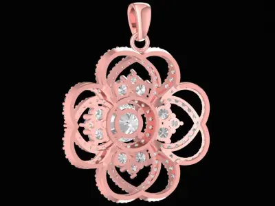 Elegant Floral Diamond Pendant Jewelry 2651 3D print model