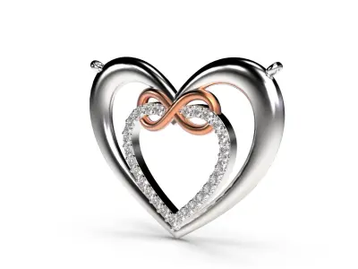 HEART INFINITY PENDANT LOVE SIGN - Diamonds Valentines Day 3D print model