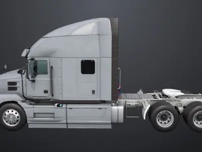 Generic Heavy Truck Chassis 05 Grey Interior All PBR Textures Low-poly 3D model