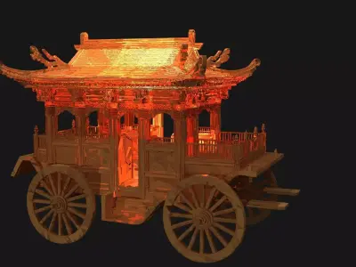 Chinese ancient  carriage   Low-poly 3D model by aceimagedesign-1