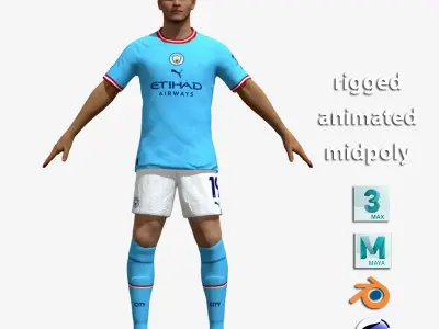 T-Pose Rigged Julian Alvarez Manchester City 3D model
