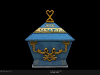 Low Poly Stylized Egypt Gold Ornament Low-poly 3D model