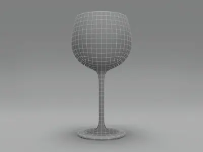 White Burgundy Wine Glass 3D model