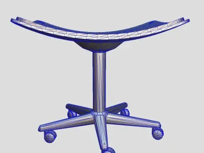 Stool 2 office chair with wheels Low-poly 3D model