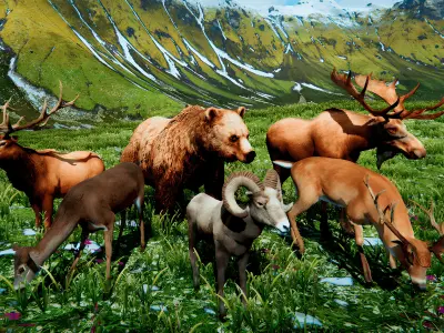 Realistic Animals PACK Low-poly 3D model